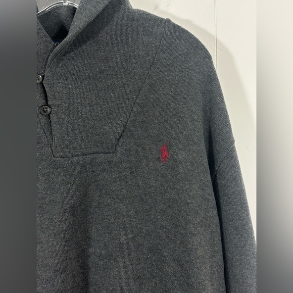 Polo Ralph Lauren Men’s Sz XL Gray Pullover Sweater Suede Elbow Patches - Picture 3 of 8